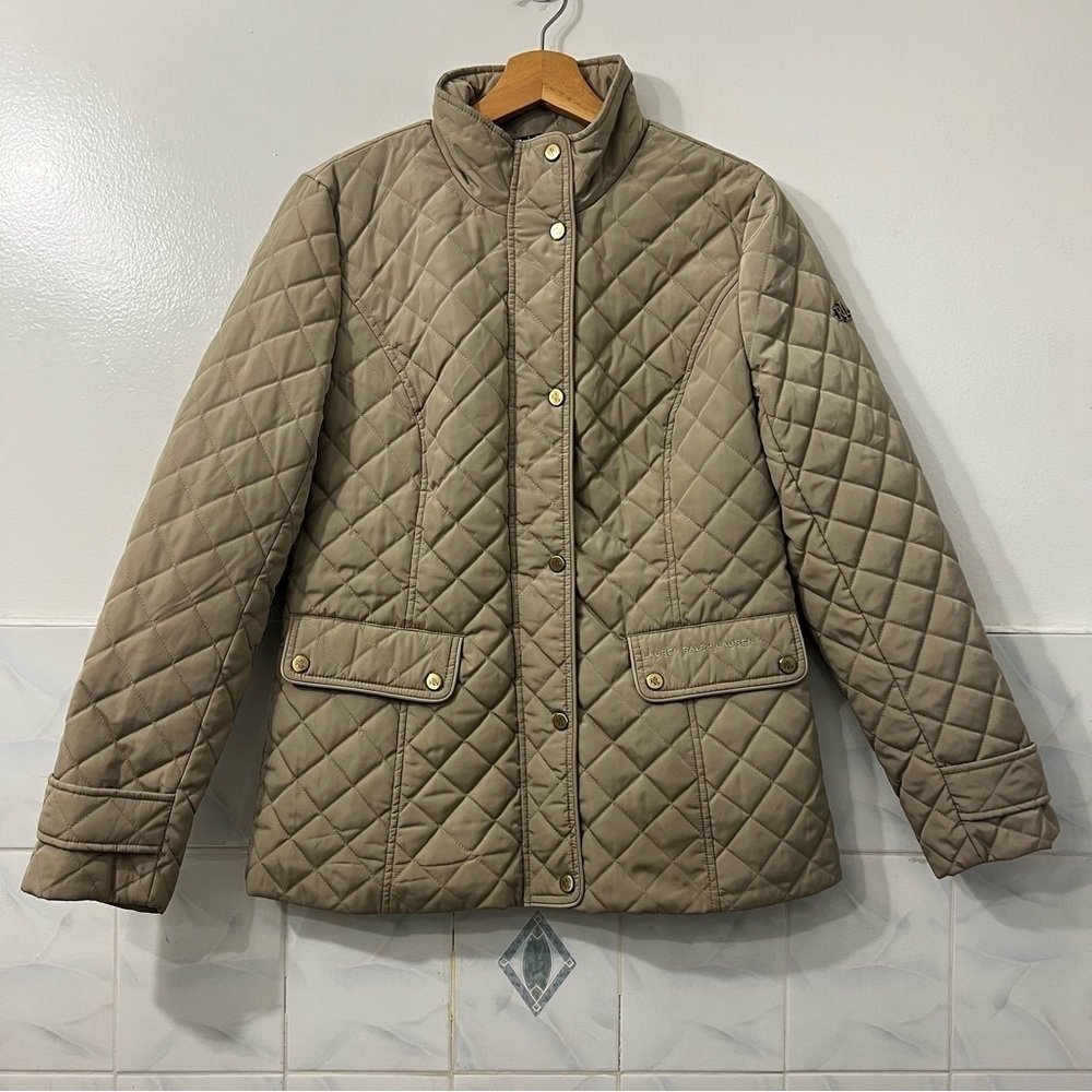 Lauren Ralph Lauren Diamond Quilted Mockneck Jacket Women’s Small Classic Preppy - Picture 1 of 14